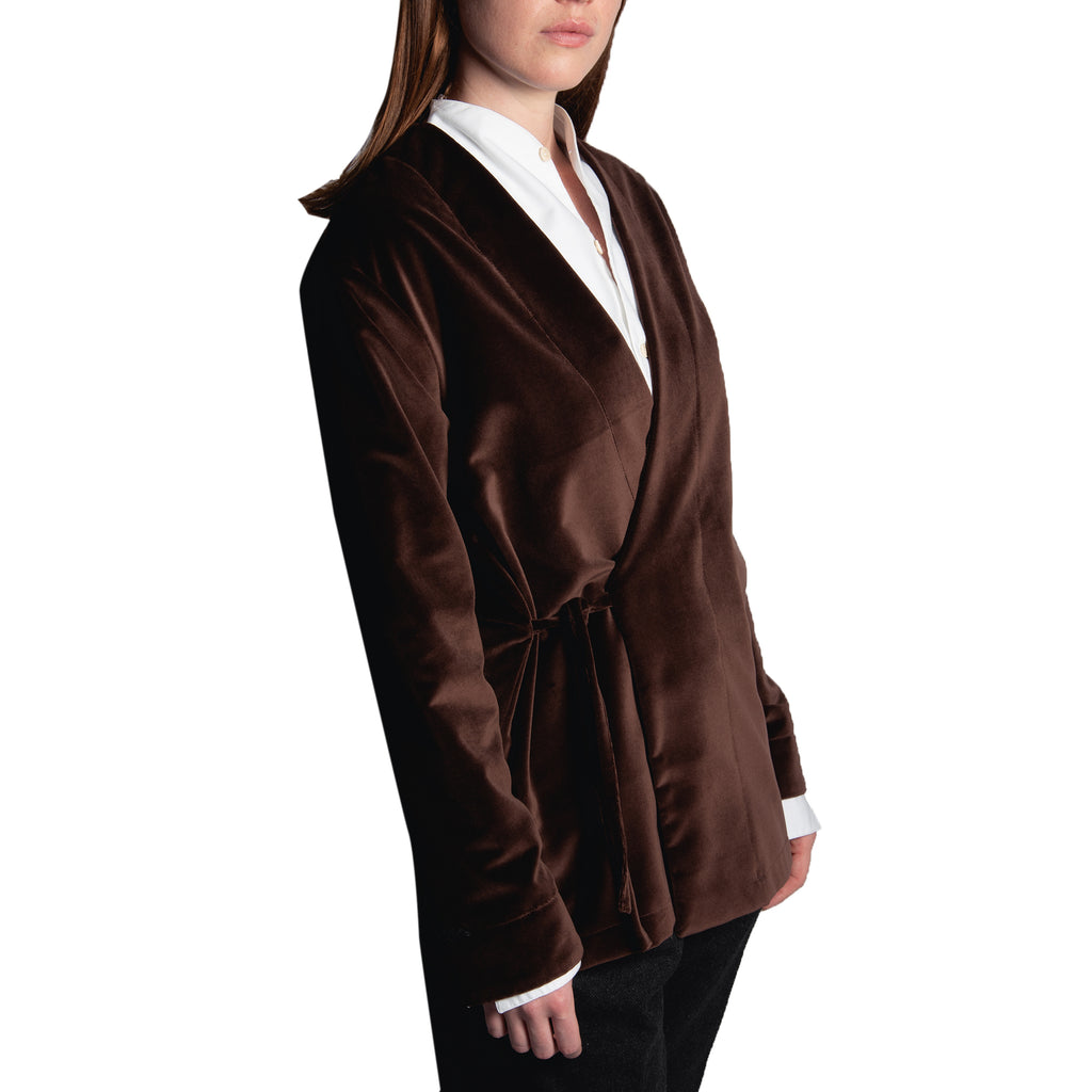 WOMEN'S KIMO-SHIRT BROWN VELVET