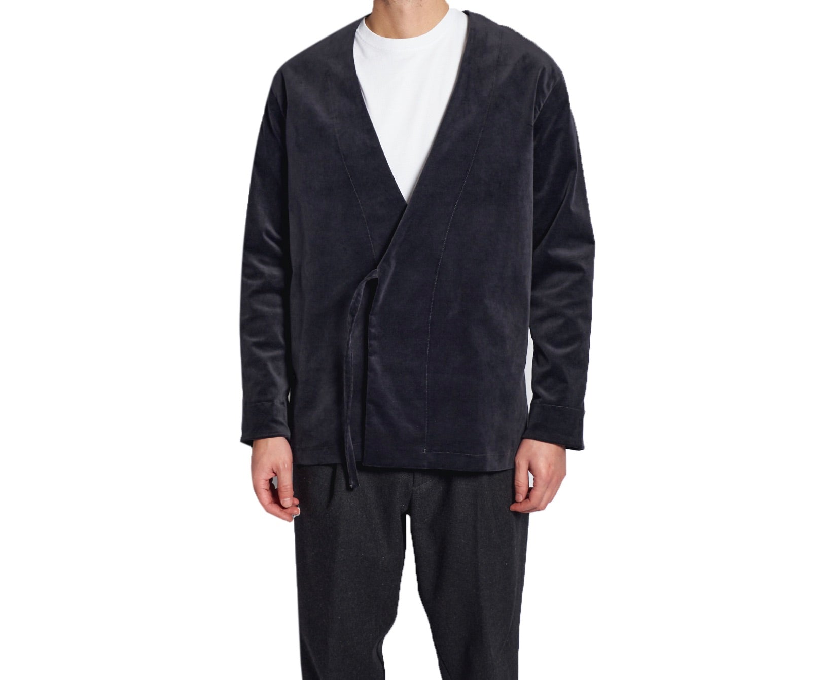 MEN'S KIMO-SHIRT VELVET DARKBLUE