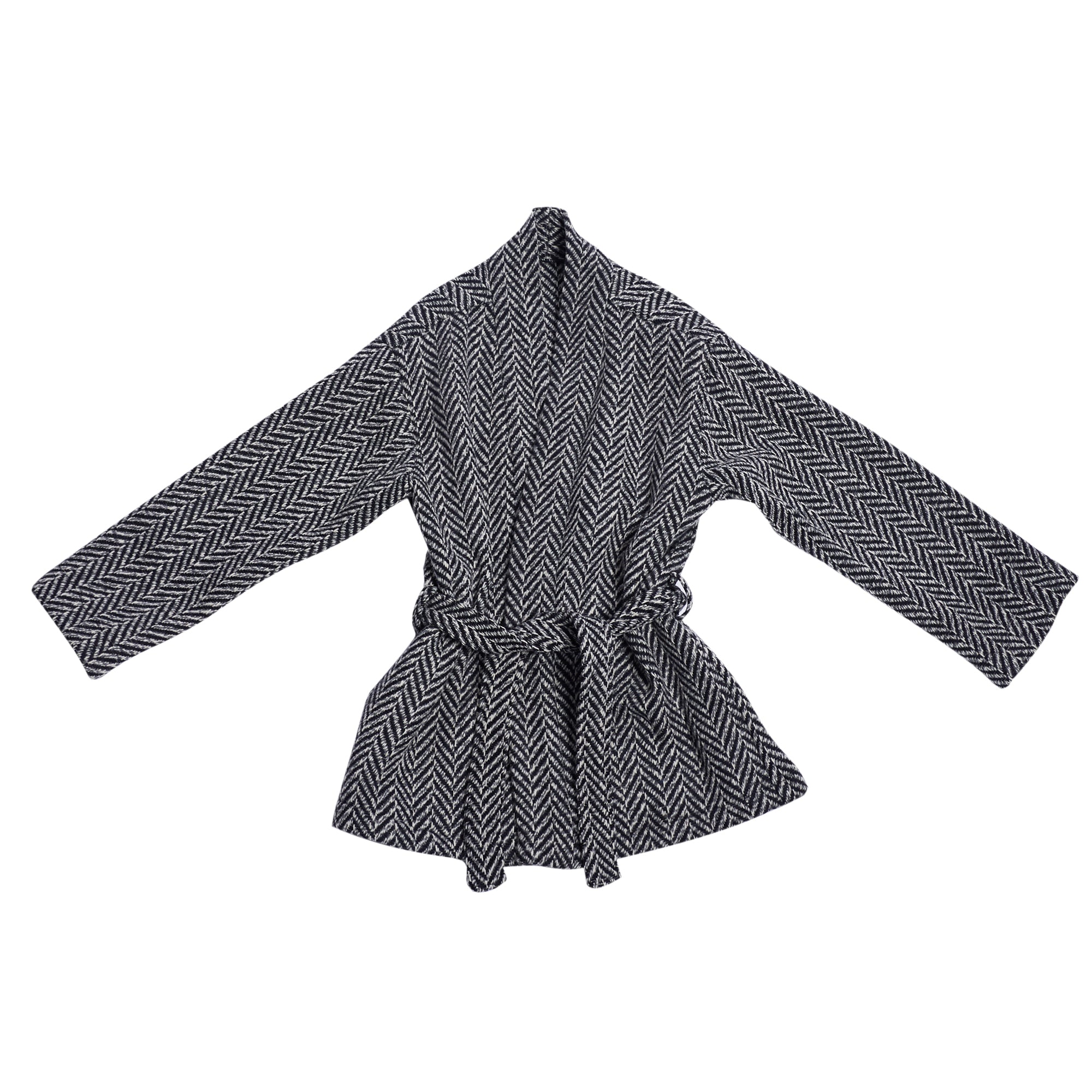 MEN'S KIMO-JACKET FISHBONE BLACK&WHITE