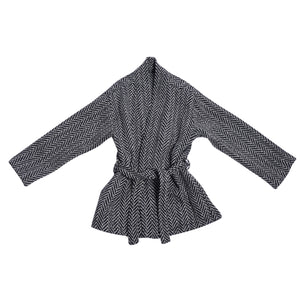 MEN'S KIMO-JACKET FISHBONE BLACK&WHITE