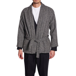 MEN'S KIMO-JACKET FISHBONE BLACK&WHITE