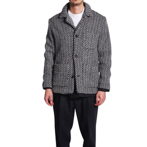 MEN'S SHIRT-JACKET FISHBONE BLACK&WHITE